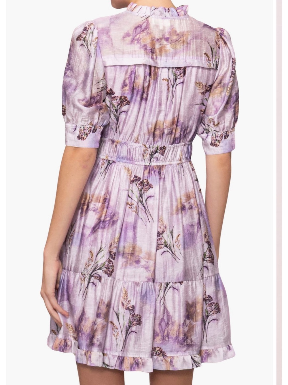 NWT Melloday Printed Shirred Lilac Multi Dress Size Medium - Picture 2 of 9